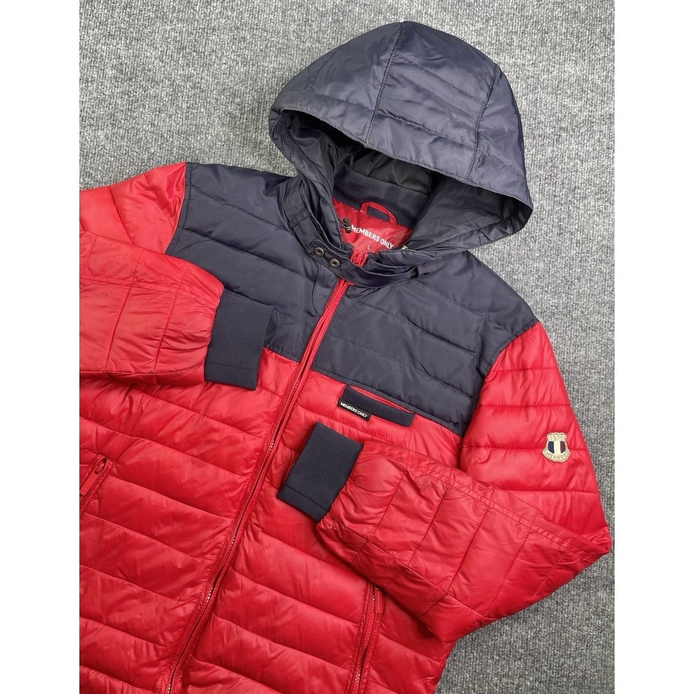 Members Only Puffer Jacket Men's Large  Windproof Ultra Light Mo-Tech Two Tone